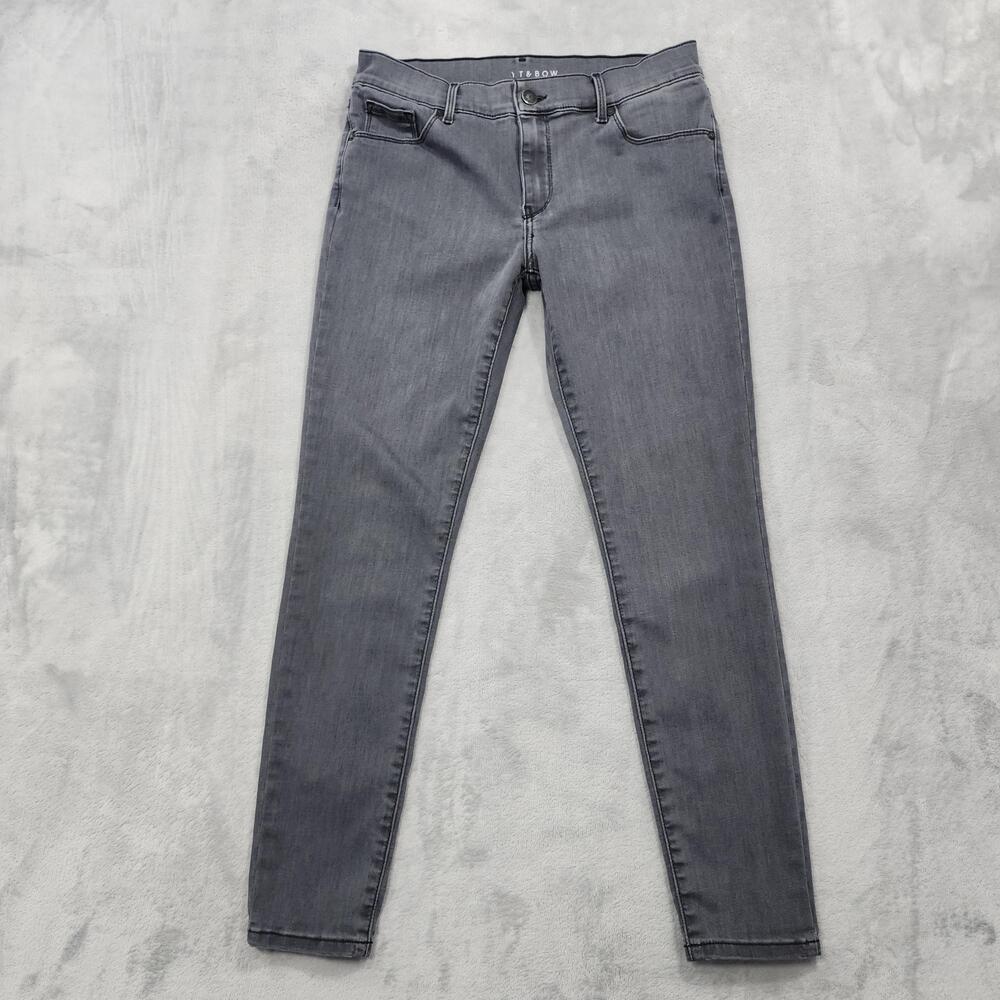 Mott & Bow Jeans Womens 28x28 Gray Orchard Mid Rise Skinny Slim Stretch Denim